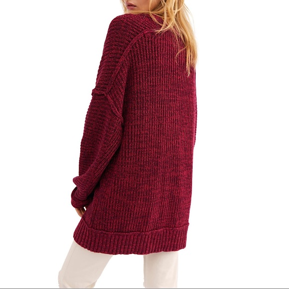 Free People High Hopes Cardigan Red Plum Blossom M - Picture 2 of 5